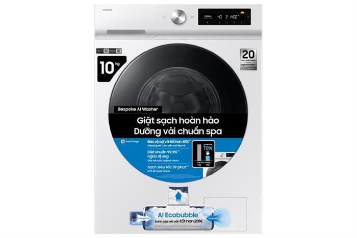Máy giặt Samsung Bespoke AI EcoBubble Inverter 10 kg WW10DB7U34GWSV